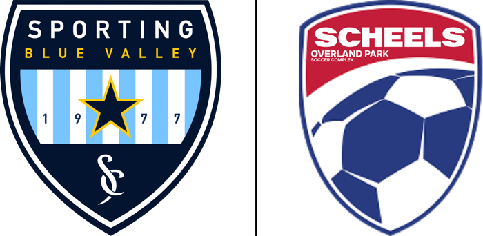 Sporting Blue Valley and SCHEELS Overland Park Soccer Complex logos